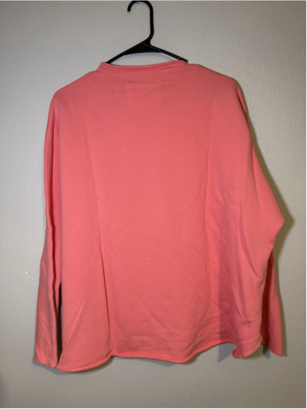 Frank & Eileen Anna Long-Sleeve Triple Fleece Capelet M Pink Raw Hem Side Slits - Picture 5 of 5